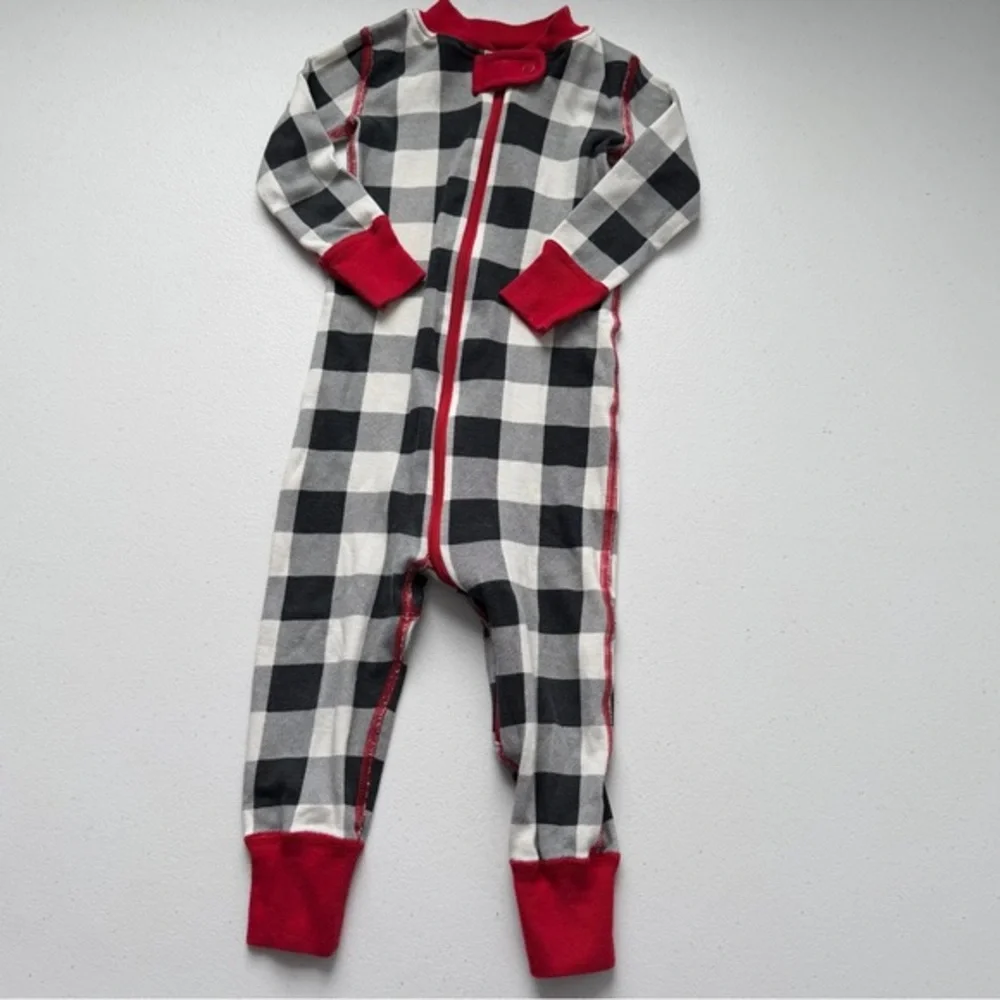 Hanna Andersson Holiday Baby Zip Sleeper Black White‎ & Red Buffalo Plaid